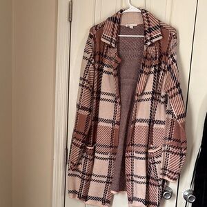 Cato Plaid Cardigan in Pink and Black